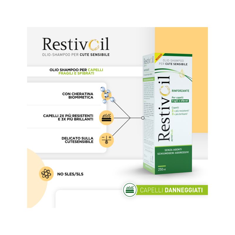 Restivoil ActivPlus olio-shampoo rinforzante per capelli fragili e sfibrati 250ml-2