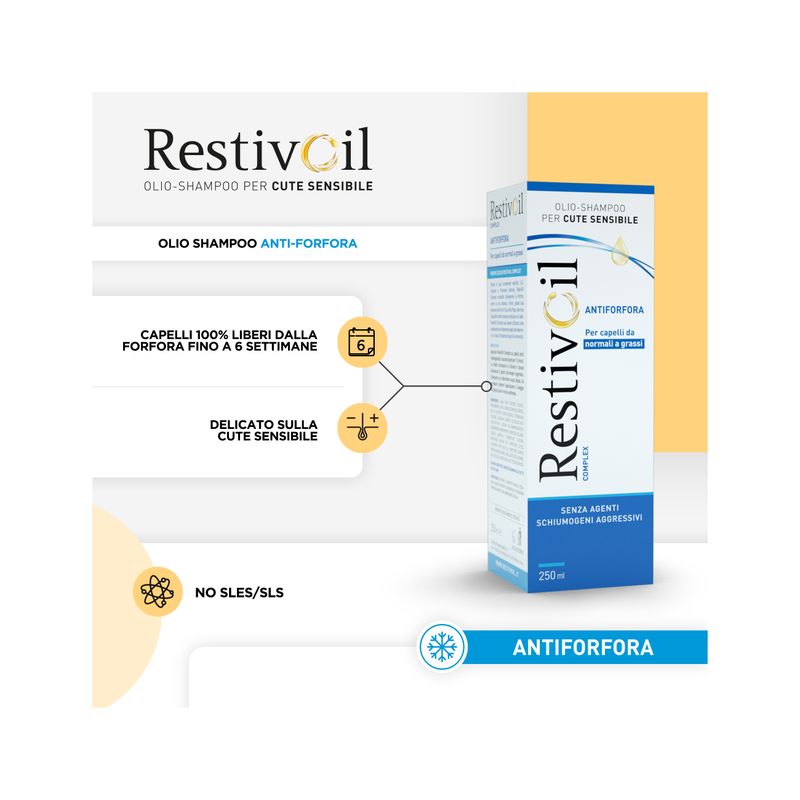 Restivoil Complex Antiforfora Olio-Shampoo per cute sensibile capelli da normali a grassi 250ml-2