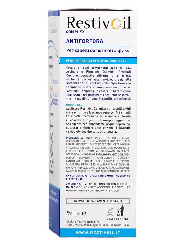 Restivoil Complex Antiforfora Olio-Shampoo per cute sensibile capelli da normali a grassi 250ml-5