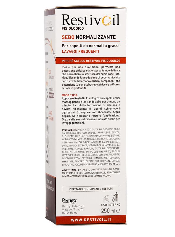 Restivoil Sebo-normalizzante olio-shampoo lavaggi frequenti per capelli da normali a grassi 250ml-5