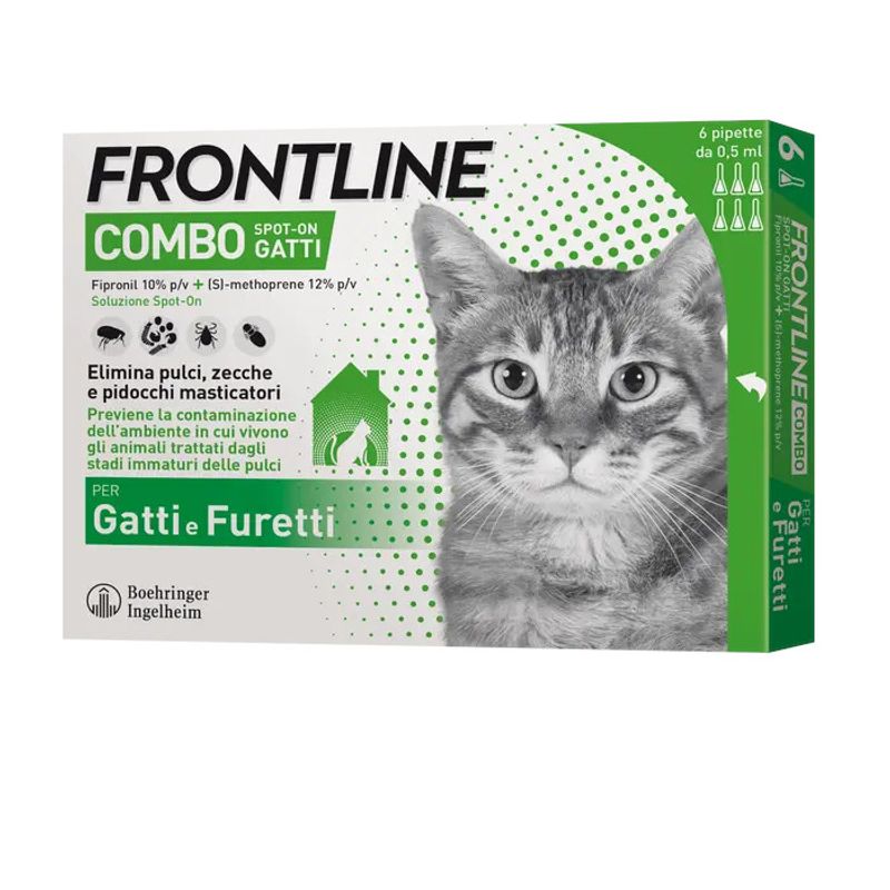 Frontline Combo Spot-On antiparassitario per gatti e furetti 6 pipette 0,5ml-1