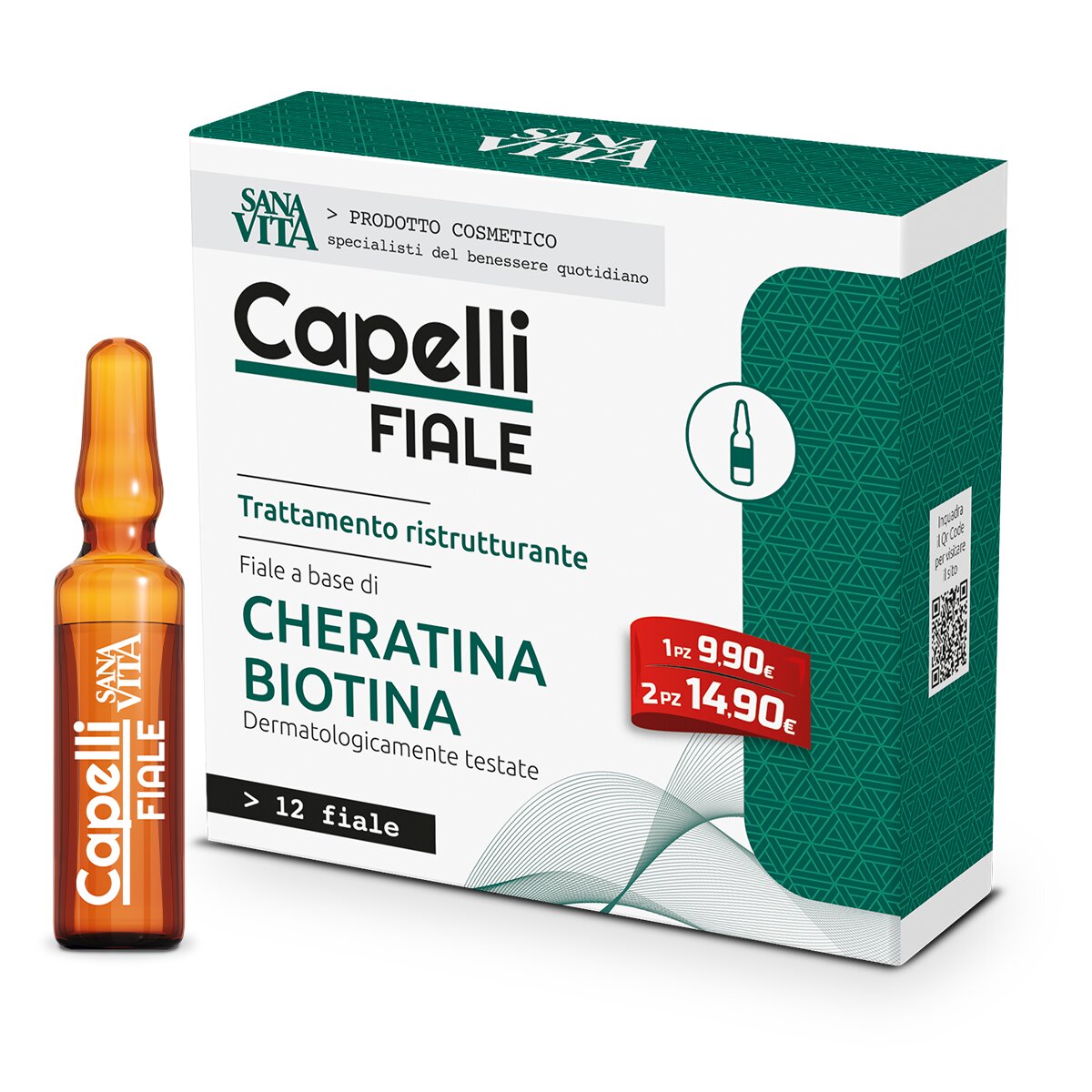 Sanavita Capelli trattamento ristrutturante cheratina e biotina 12 fiale-2
