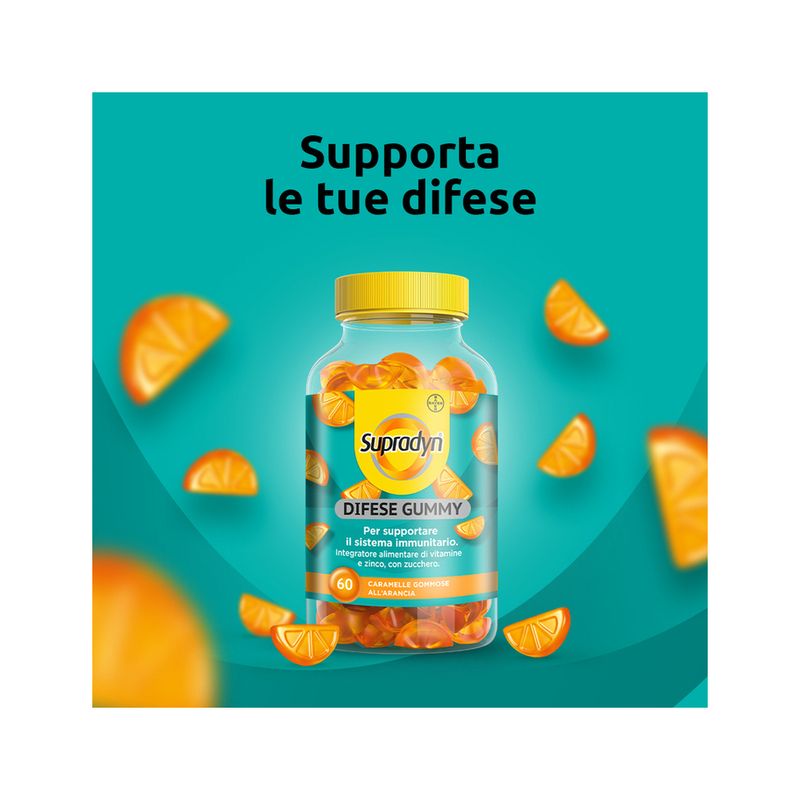Supradyn Difese Gummy Integratore Difese Immunitarie Vitamina C Vitamina D e Zinco 60 Caramelle-7