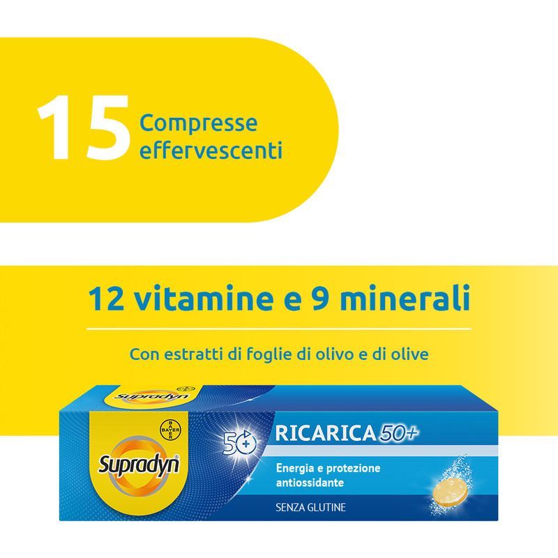 Supradyn Ricarica 50+ Integratore di Vitamine  Gusto Arancia 15 Compresse effervescenti-9