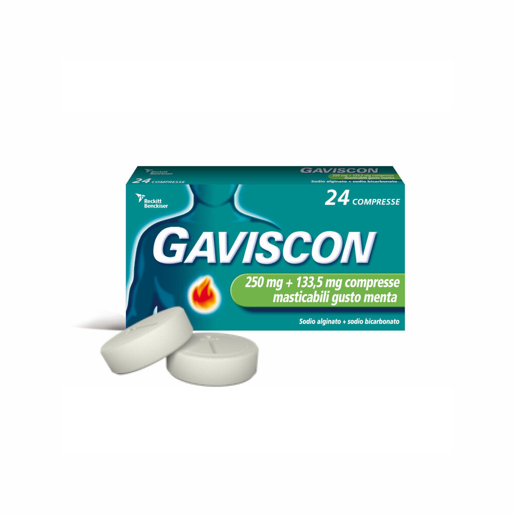 Gaviscon 24 compresse masticabili aroma menta 250+133,5 mg-0
