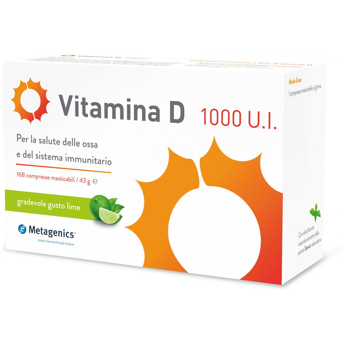 Metagenics Vitamina D 1000 UI 168 compresse masticabili gusto lime-2