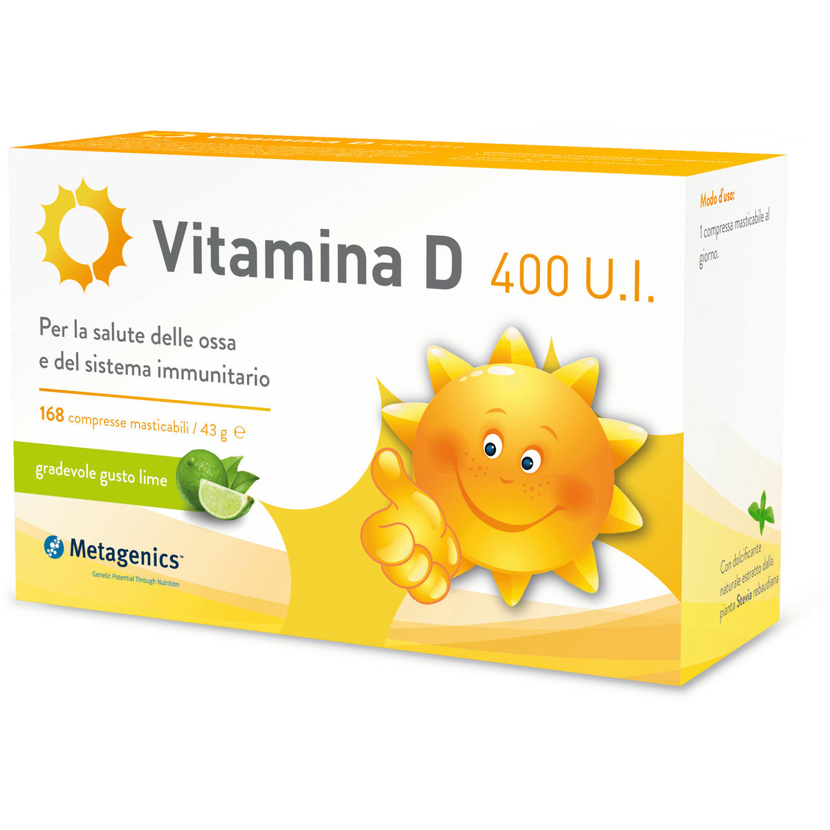 Metagenics Vitamina D 400 U.I salute delle ossa e del sistema immunitario 168 compresse masticabili-2