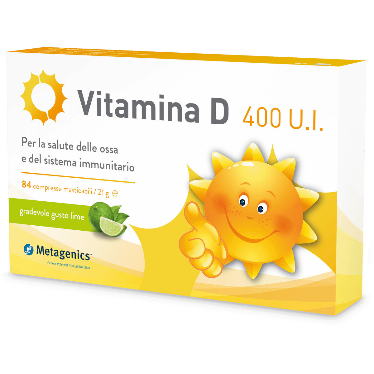 Metagenics Vitamina D 400 UI salute delle ossa e del sistema immunitario 84 compresse masticabili-2