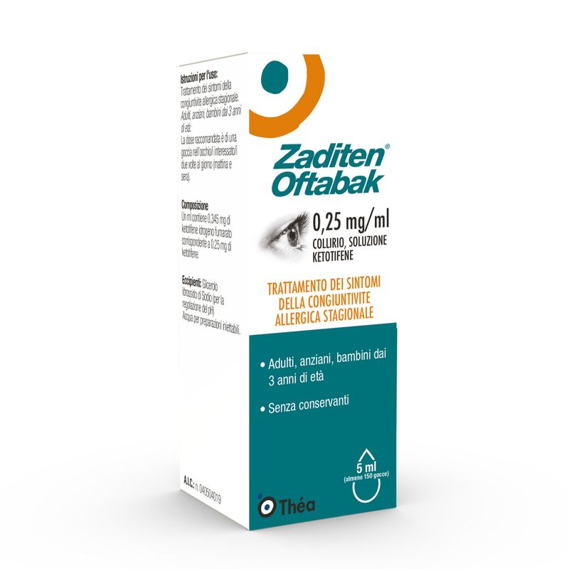Zaditen Oftabak 0,25 mg/ml Ketotifene collirio 5ml-1